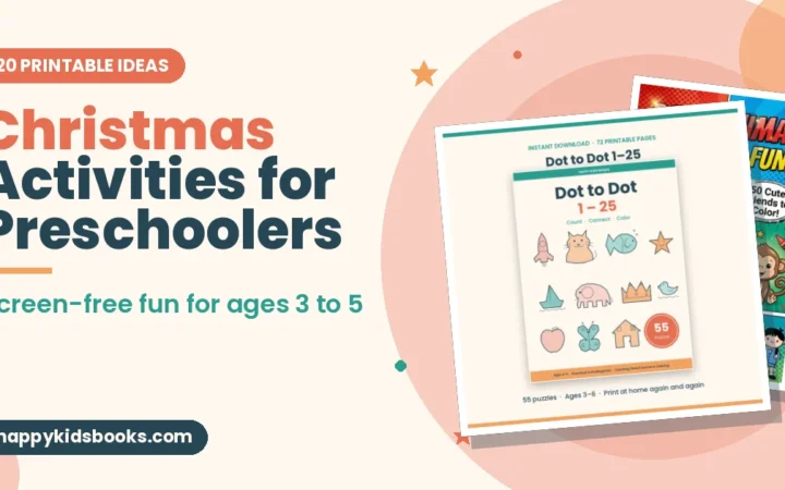 Christmas activities for preschoolers with printable coloring and dot-to-dot pages