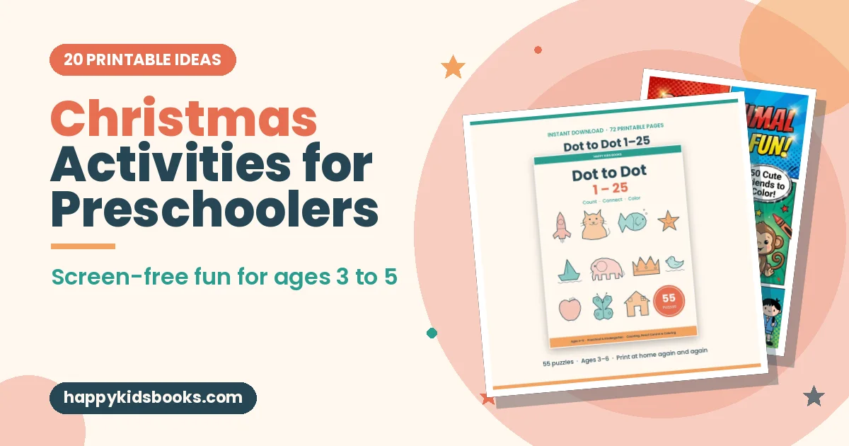 Christmas activities for preschoolers with printable coloring and dot-to-dot pages