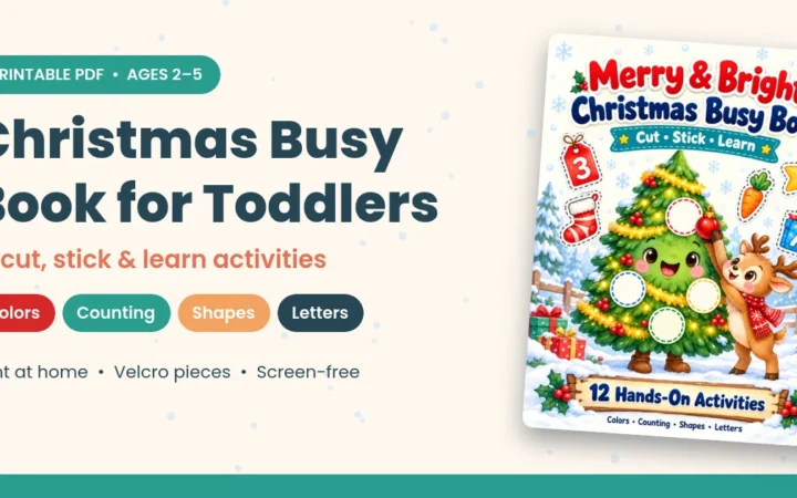Christmas busy book for toddlers: 12 printable cut and stick activities for ages 2 to 5
