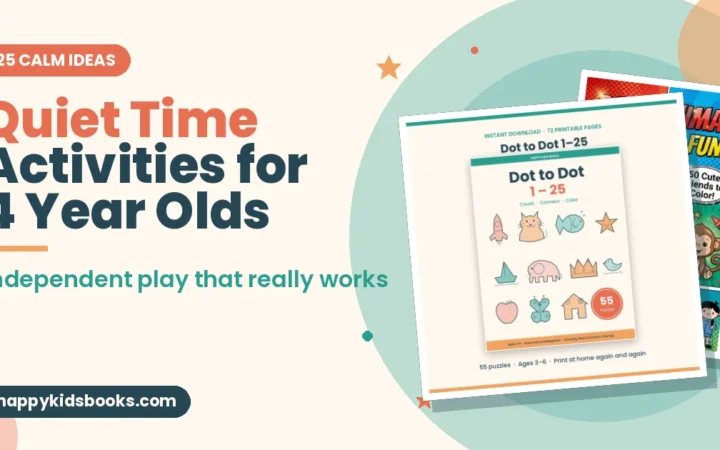 Quiet time activities for 4 year olds with coloring and dot-to-dot printables